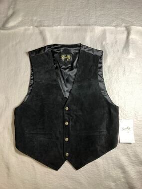 New Scully Suede Vest Mens Large Black Leather Cowboy Western Ranchwear